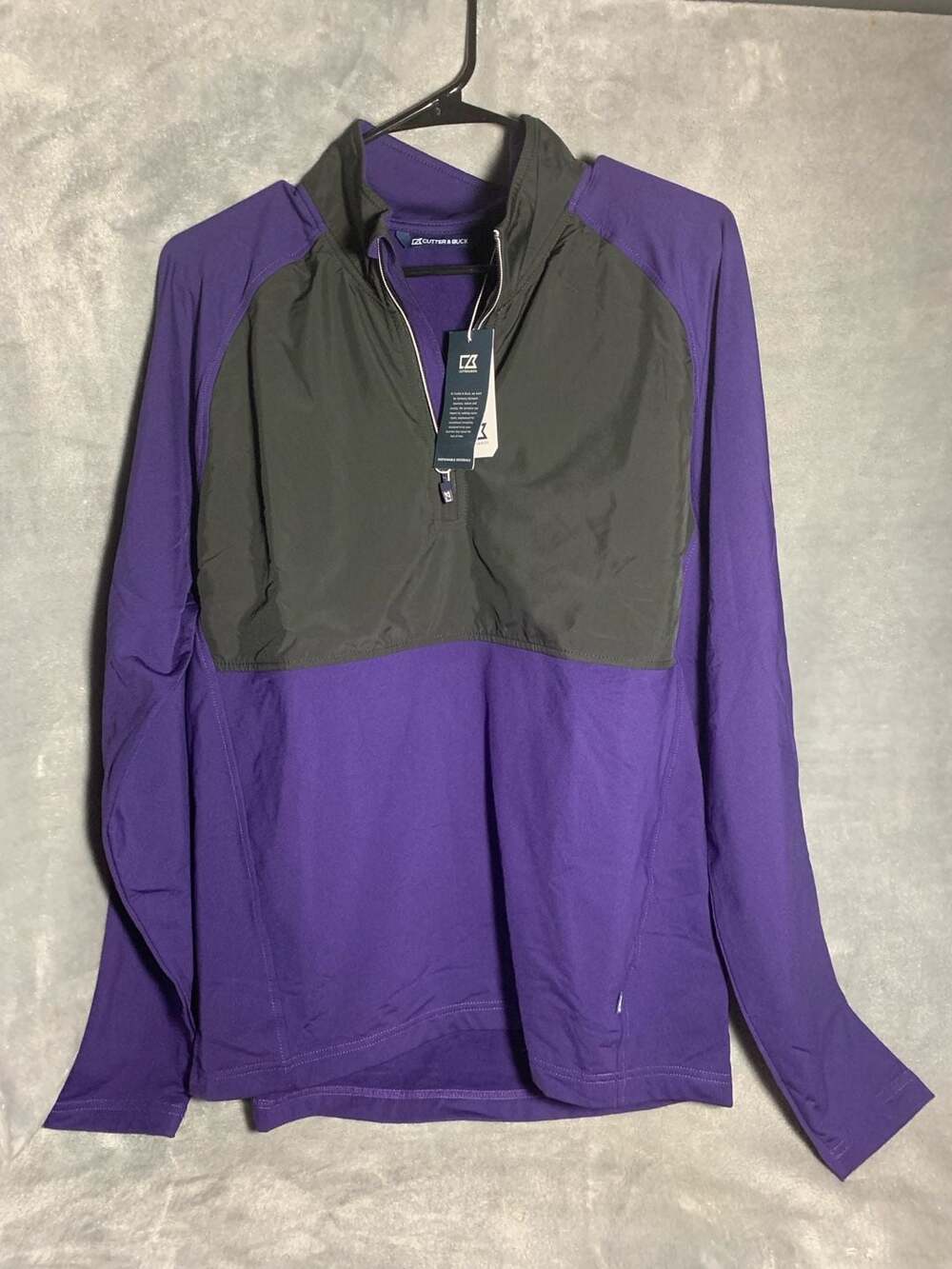 Cutter & Buck Adapt Eco Knit Hybrid Recycled Mens Quarter Zip - College Purple/B
